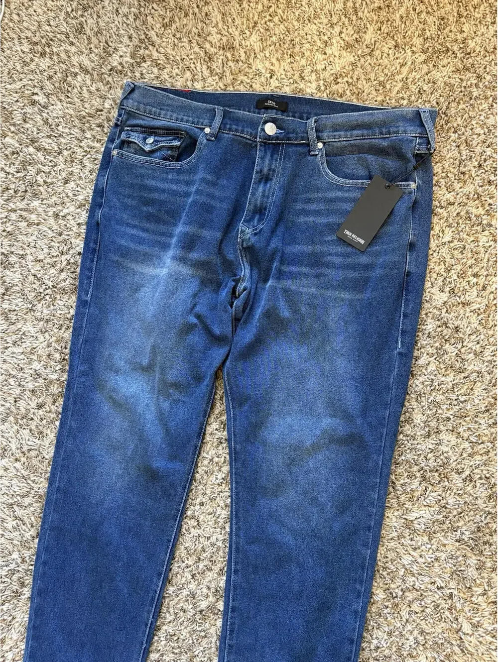 True Religion Geno Relaxed Slim Flap Jeans Men’s Size 36x32 Harmonious Wash NWT